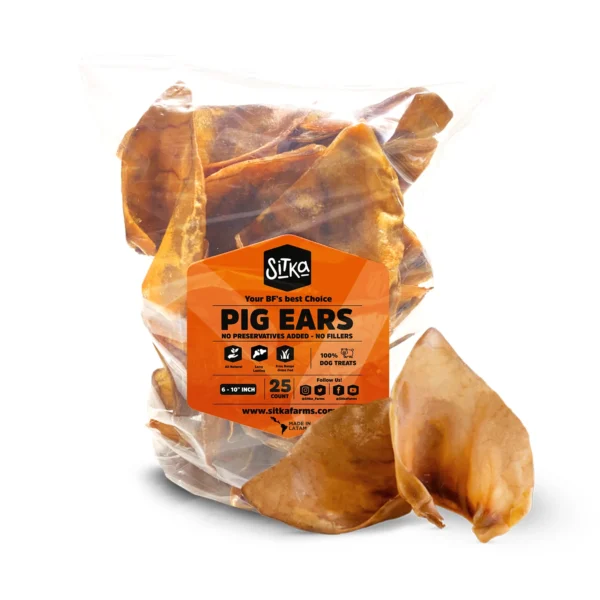 pork ears cow pig dogs usa large organic size chew rawhide free treats aggressive chewers teeth medium natural puppy digestible single ingredient ear small sitka farms long lasting smoked healthy rawhides puppies big dogtreats giant thick extra
