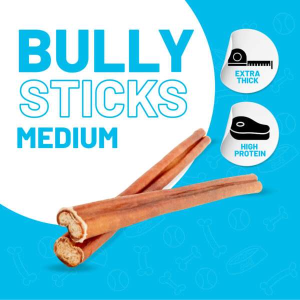 Sitka Farms Premium 12" Bully Sticks All-Natural Single Ingredient Long-Lasting Chew Dental Dog Treat / Healthy Teeth and Gums Sourced from Free Range Grass Fed for Medium and Large Dogs