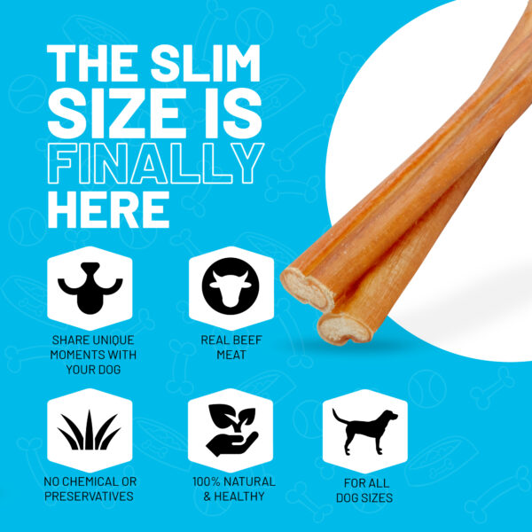 Sitka Farms Premium Slim 12" Bully Sticks All-Natural Single Ingredient Long-Lasting Chew Dental Dog Treat / Healthy Teeth and Gums Sourced from Free Range Grass Fed for Medium and Large Dogs. Extra Large Dog Treats