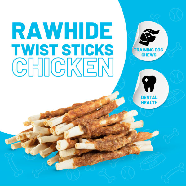 Rawhide Twist Sticks 5″ Chicken Breast Premium Dog Treat Reward